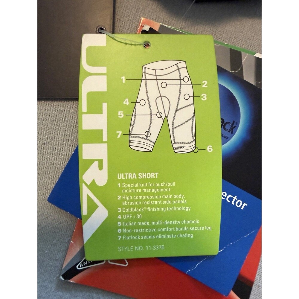 New Performance Elite UV Men Black Cycling Padded Shorts Large Made In USA - Picture 8 of 10